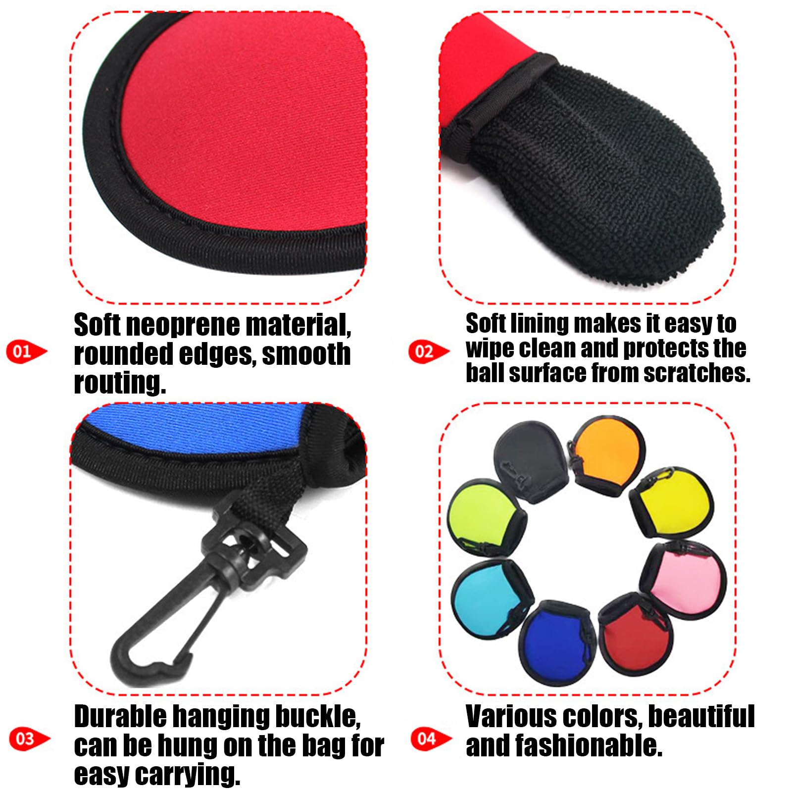 TYXHXTF 6 Pack Golf Ball Cleaner Pouch, Pocket Waterproof Bag Dry-Clean Pocket, Golf Ball Washer Bag - Image 4