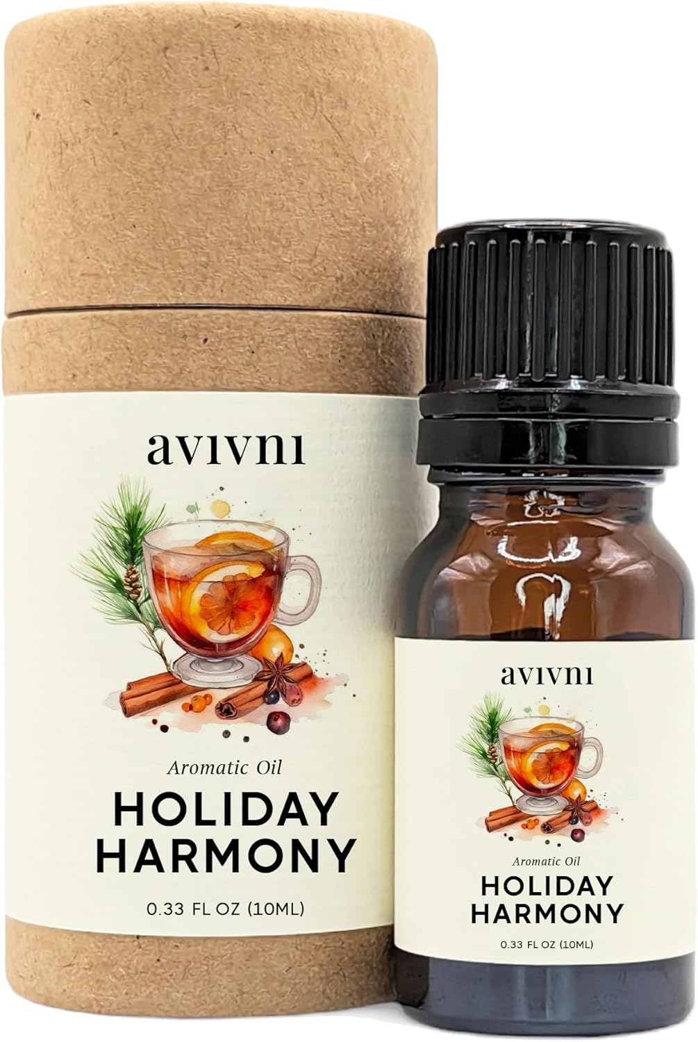 Avivni Holiday Harmony Essential Oil - Christmas Blend 100% Pure & Natural, Organic, Undiluted for Aromatherapy & Diffusers (0.33oz - 10m) (Holiday Harmony)