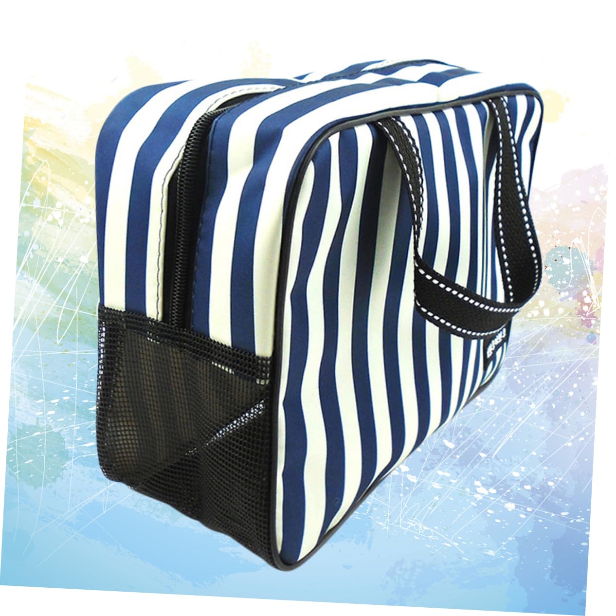 TOPBATHY 3pezzi Borsa Da Strisce Blu e Bianche Capacità Borsa Cosmetica Portatile Accessorio Per Bagno e Viaggi