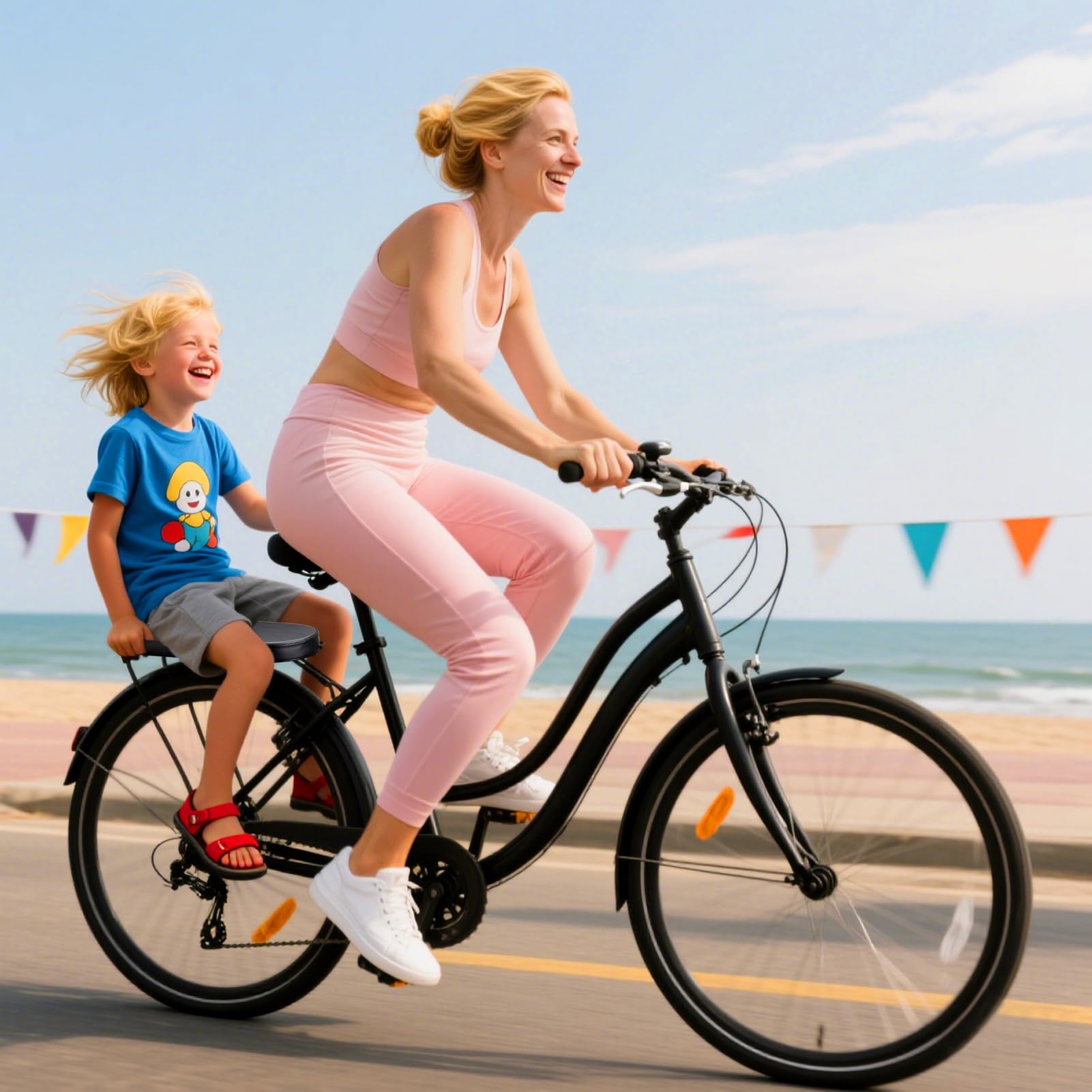 Cuscino posteriore per Bicicletta, Sella Posteriore Bici, Mountain Bike, Cuscino Posteriore per Bambini, Accessorio per Bicicletta, Imbottitura Morbida, per Bambini o Adulti