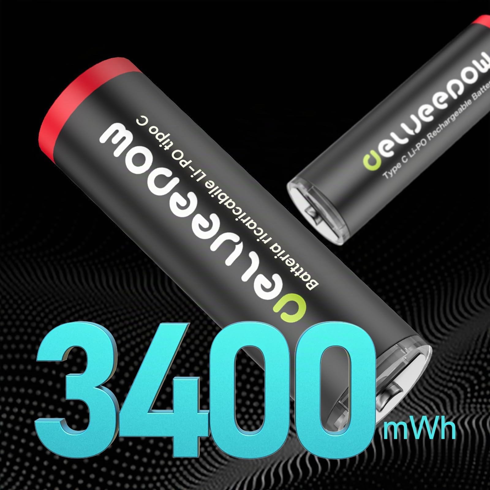 Batterie AA al litio ricaricabili USB C, 1,5 V, 3400 mWh USB, batterie AA ricaricabili 1500 ciclo, 16 pezzi