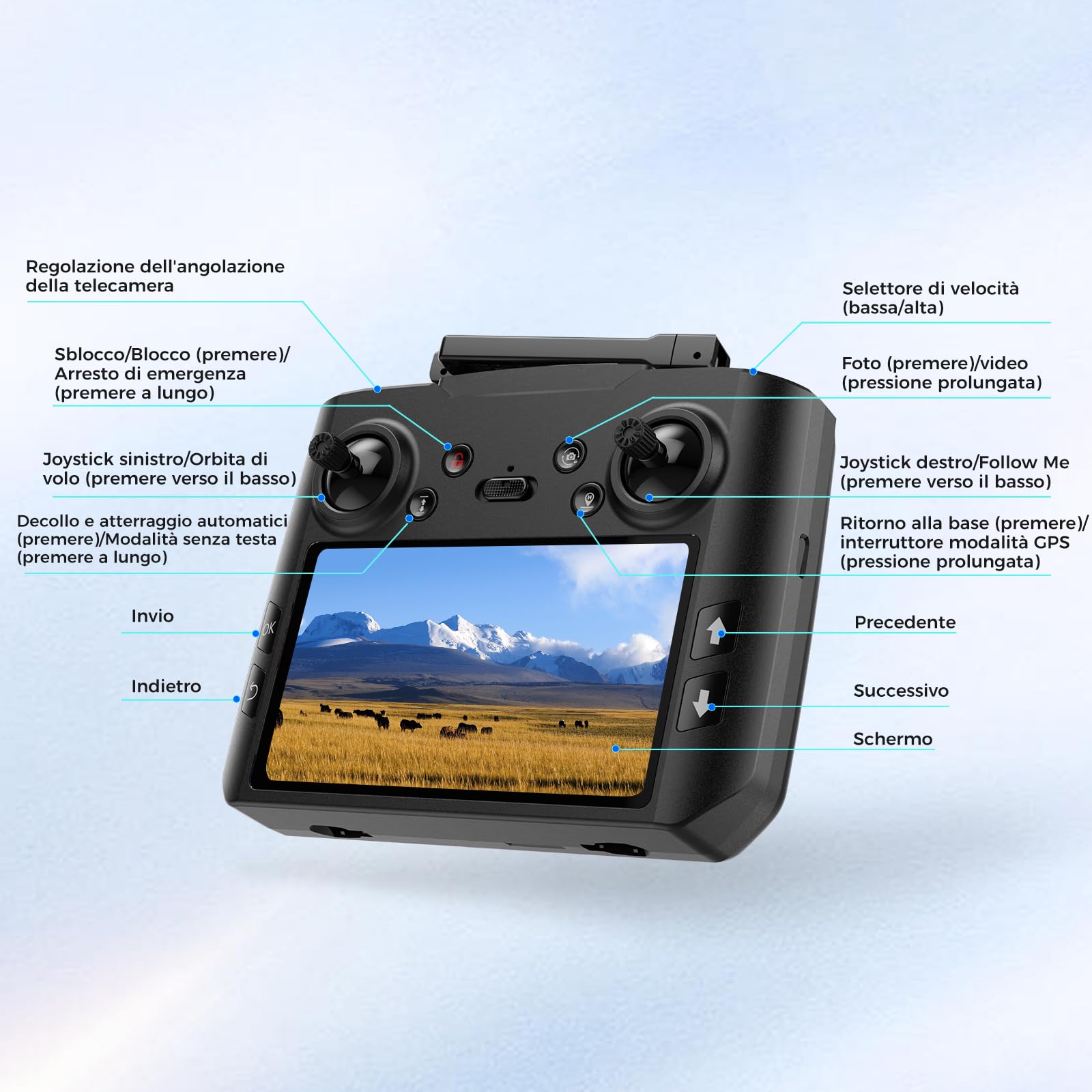 G10 GPS Drones con Telecamera EIS 4K(Radiocomando con Schermo)45 Min di Volo,600M/FT FPV Transmissione,Droni con Motor Brushless,Brushless Motore,Ritorno Auto,Quadricotter per Principianti e Adulti,C0