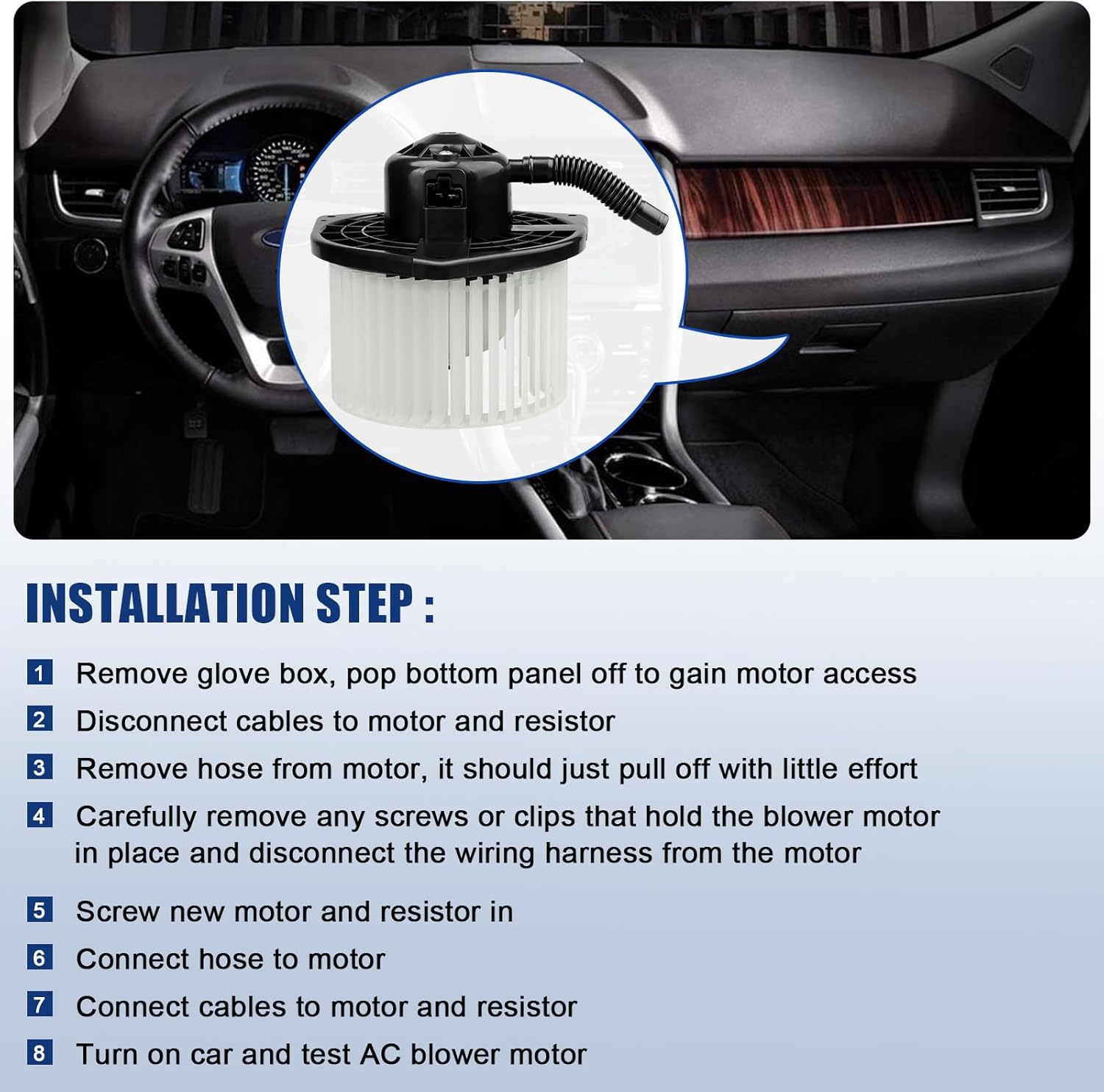 HVAC Heater Blower Motor Fan Replacement for Mitsubishi Lancer Outlander Sport 2008 2009 2010 2011 2012 2013 2014 2015 2016 2017- AC Blower Motor, Replaces 700239, 615-50180