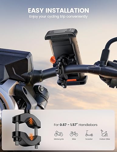 Miniatura 3 de Lamicall Soporte de teléfono para motocicleta - 1s bloqueo rápido Clip de soporte para teléfono celular de bicicleta, abrazadera para manillar de