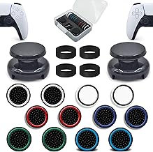 ZHI-NYLLDJS FPS Thumb Grips for PS5,for PS4 Thumb Grip Caps,Controller Assist/Precision Rings for PS5/4,Dedicated Storage Case,(FPS Thumb Grips,Stick Caps,Precision Rings) Black Set(18pcs)