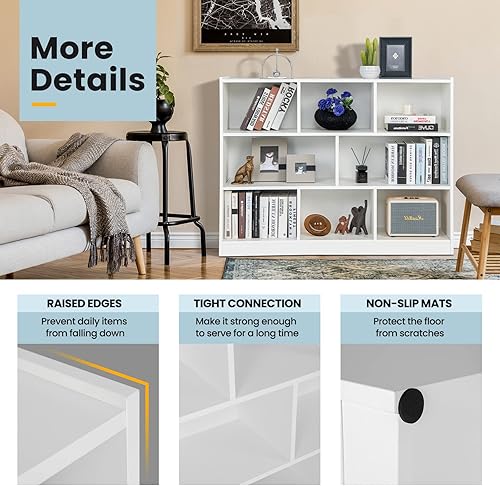 Miniatura 4 de Giantex Estantería de 8 cubos, estantería abierta independiente de 3 niveles, gabinete de almacenamiento moderno, organizador de almacenamiento de