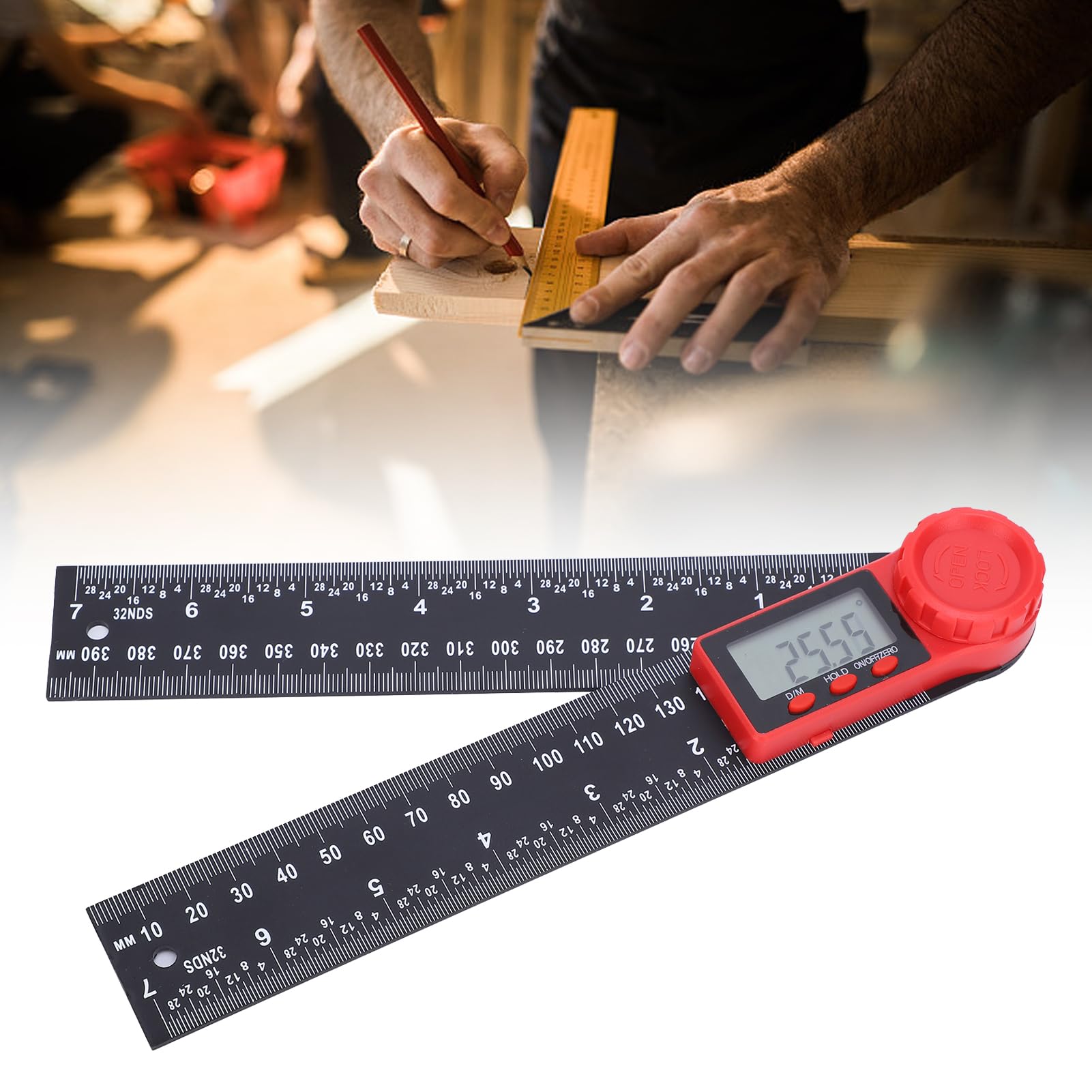 lvifloae Digital Angle Finder Electronic Angle Ruler 360 Degree Protractor Ruler Angle Length Measuring Tool Construction Tools with LCD Display for Carpenters,Woodworkers,Fabricators