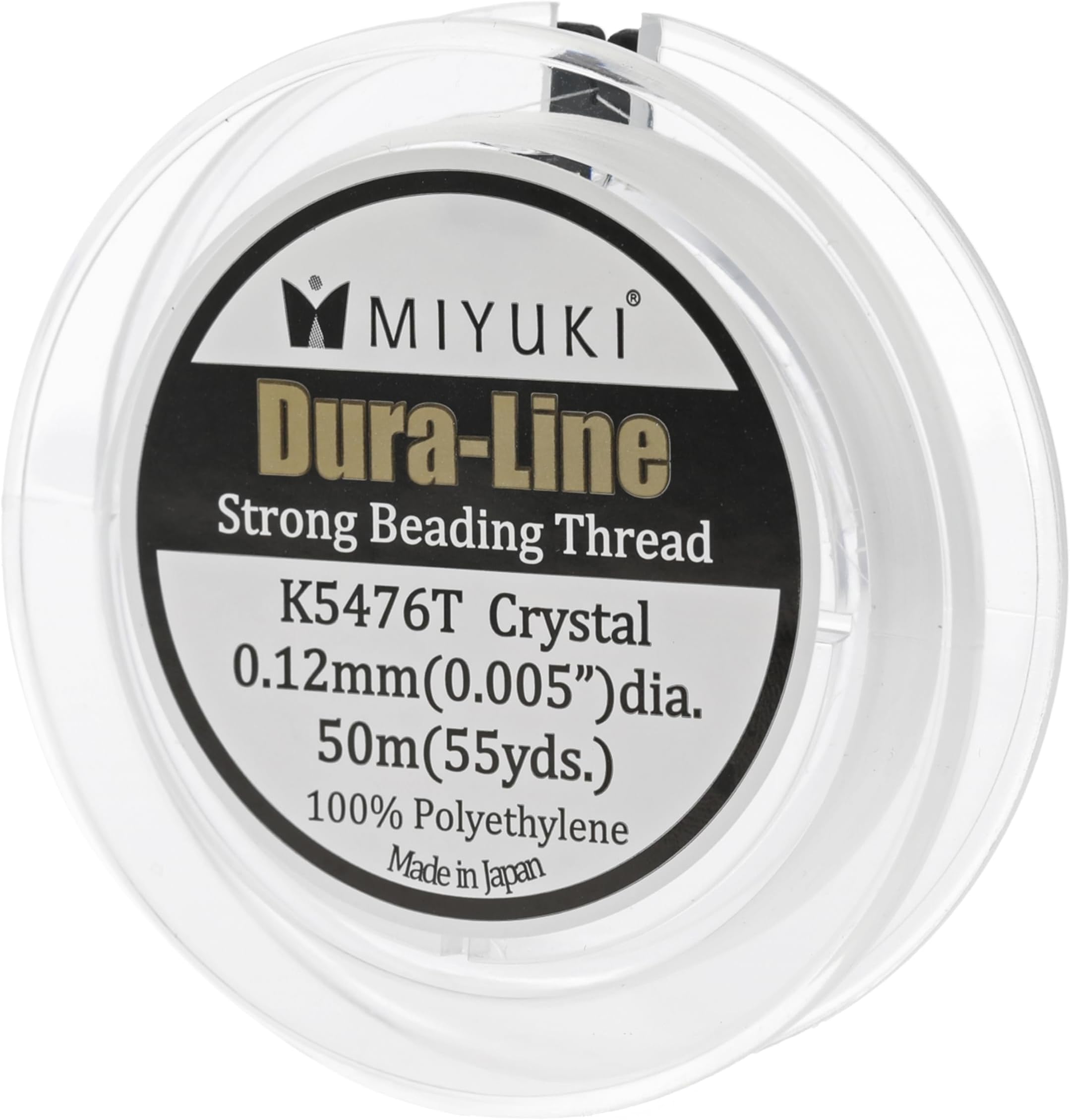 Miyuki Dura-Line Beading Thread – Durable Braided String, Crystal, 0.12 mm in Diameter, 50-Meter Spool