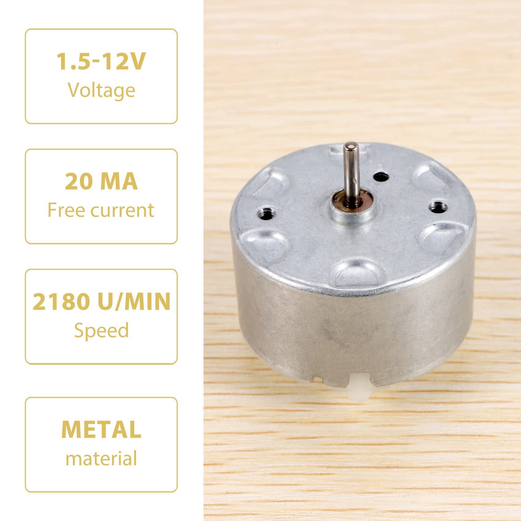 500 TB-12560 DC1.5-12V 2700 min Vitesse de rotation à vide 32 mm Diamètre Moteur DC Argent