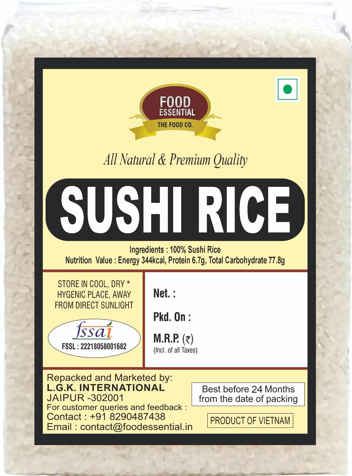 Food Essential Short Grain Sushi Rice 1 kg.