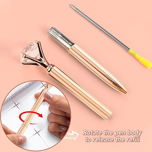 Miniatura 4 de Bonitos bolígrafos para mujer, 6 bolígrafos de oro rosa, bolígrafo de metal a granel, punta media de 0.039 in, tinta negra, suministros de oficina y