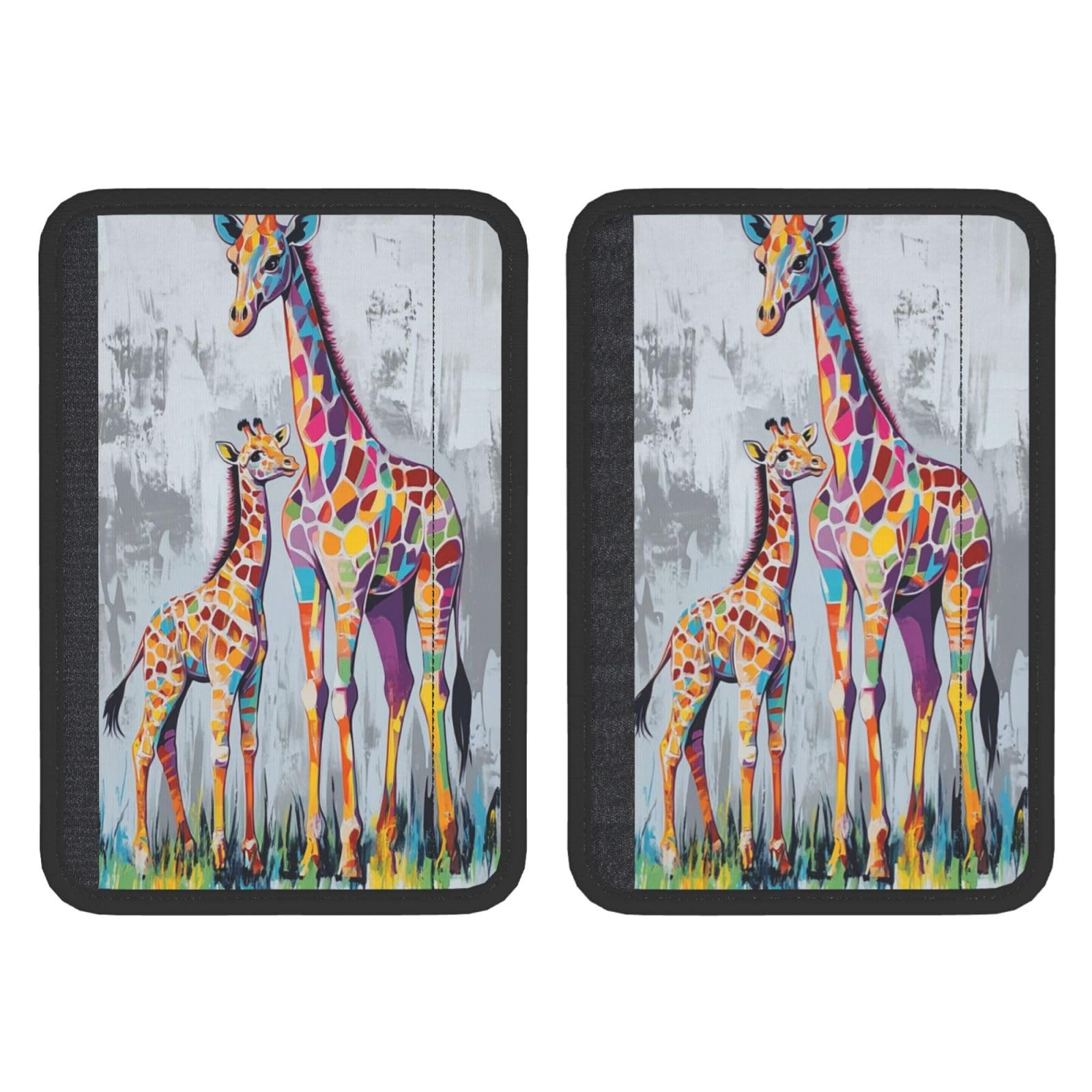 Colorful Giraffe Graffiti Street Art Car Seat Belt Cover 2 Pack Seatbelt Strap Shoulder Pad Protector Universal Comfort for Car