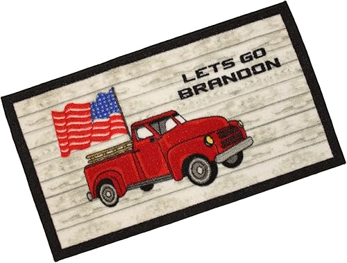 Miniatura 3 de Kashi Home Alfombra de cocina patriótica, alfombra de área impresa, alfombra de piso, camión rojo con bandera estadounidense, diseño de estilo