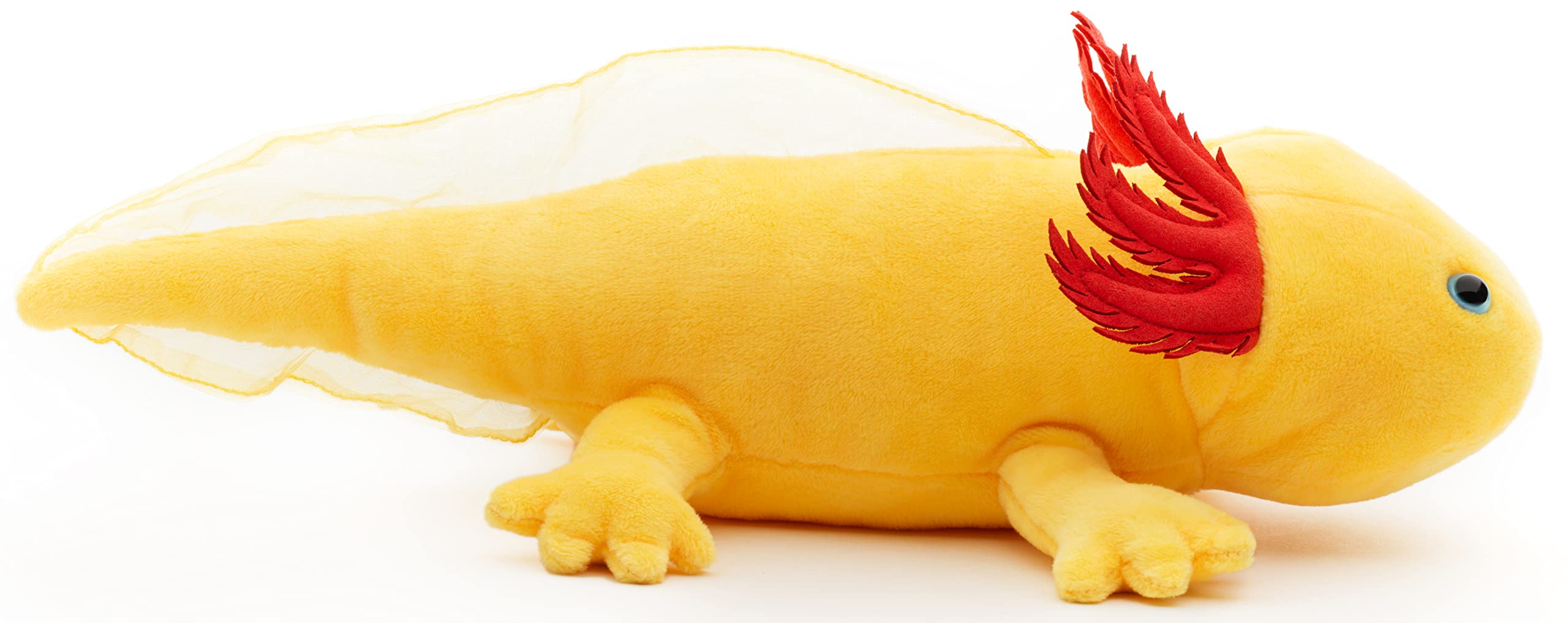 Uni-Toys Original Axolotl (yellow with blue eyes) - 32 cm (length) - plush water animal - plush toy, cuddly toy - Image 3