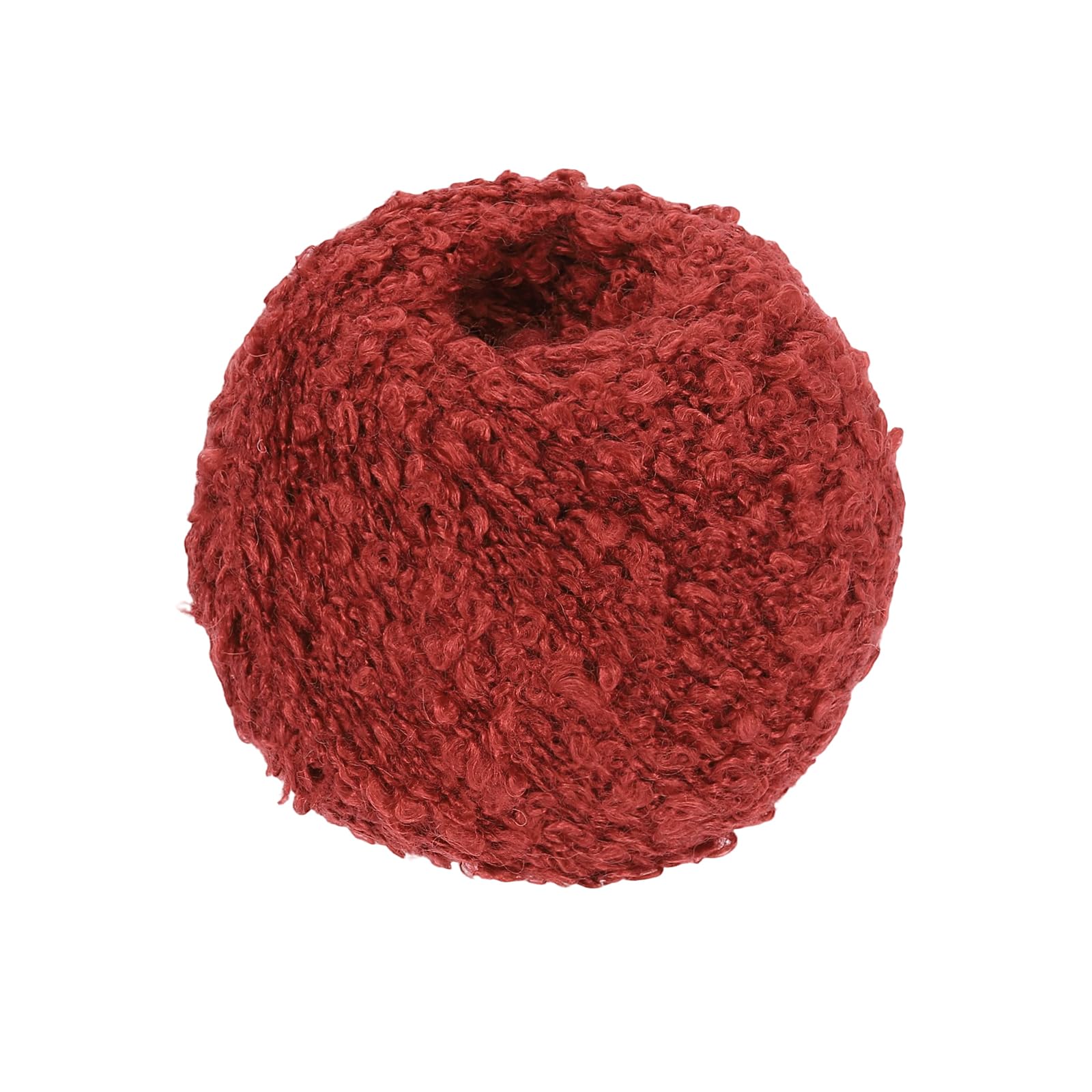 sourcing map Wool Acrylic Fancy Loop Yarn, 1-Ply Wool Roving Luxurious and Soft Yarn Fiber Curly Hair Coils Felt for Hand Knitting Crocheting (50 Grams, Burgundy)