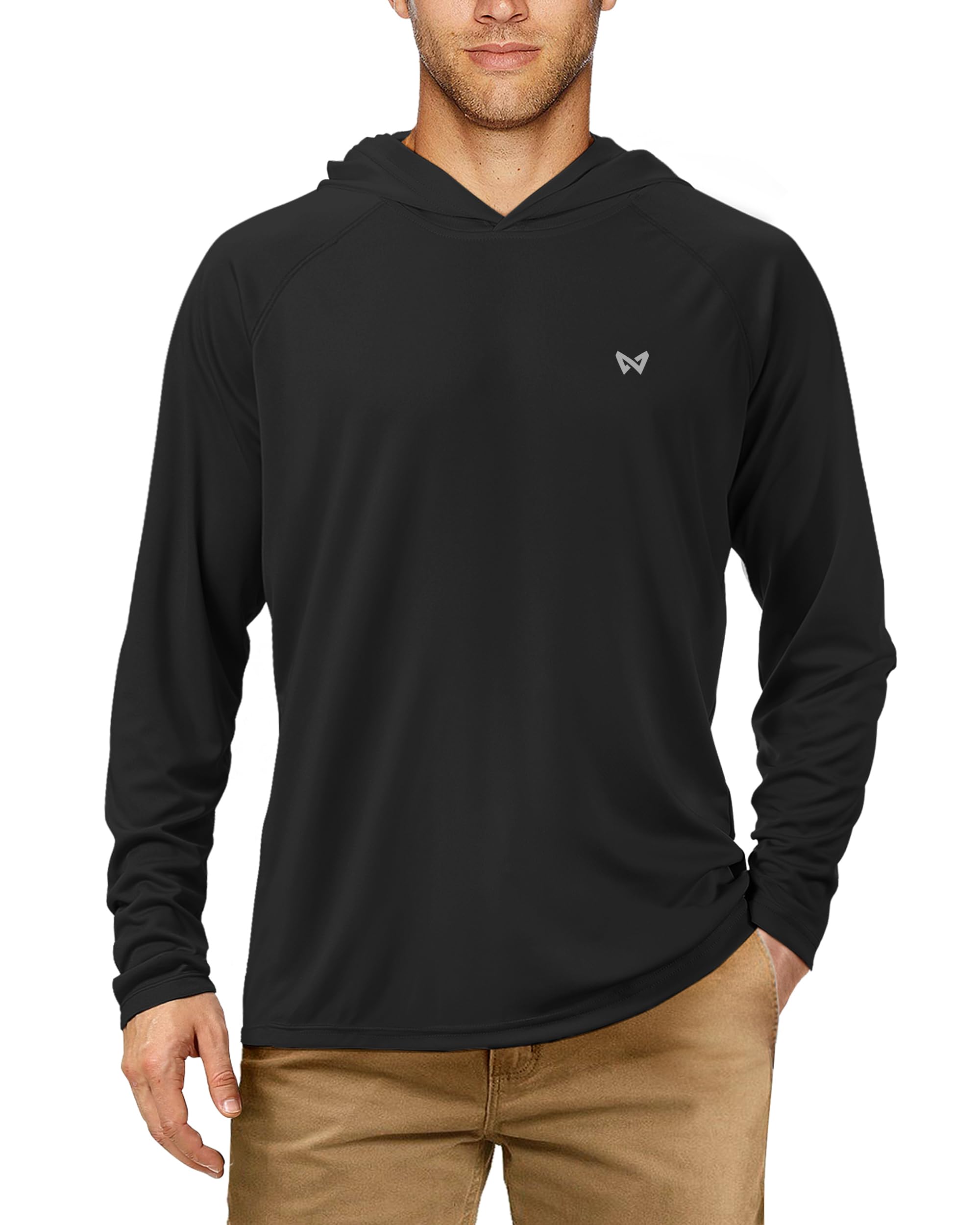 WISMBOX Herren Sun Hoodie UV Shirt Langarm, UPF 50+ Sonnenschutz Rashguard Sportshirt, für Wassersport Angeln Outdoor Sommer