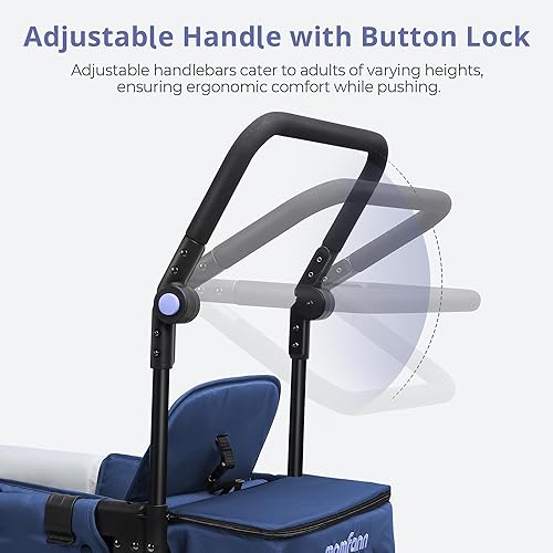 Miniatura 8 de Cochecito para 2 niños, cochecito de bebé con asa ajustable para bebés y niños pequeños (azul claro)