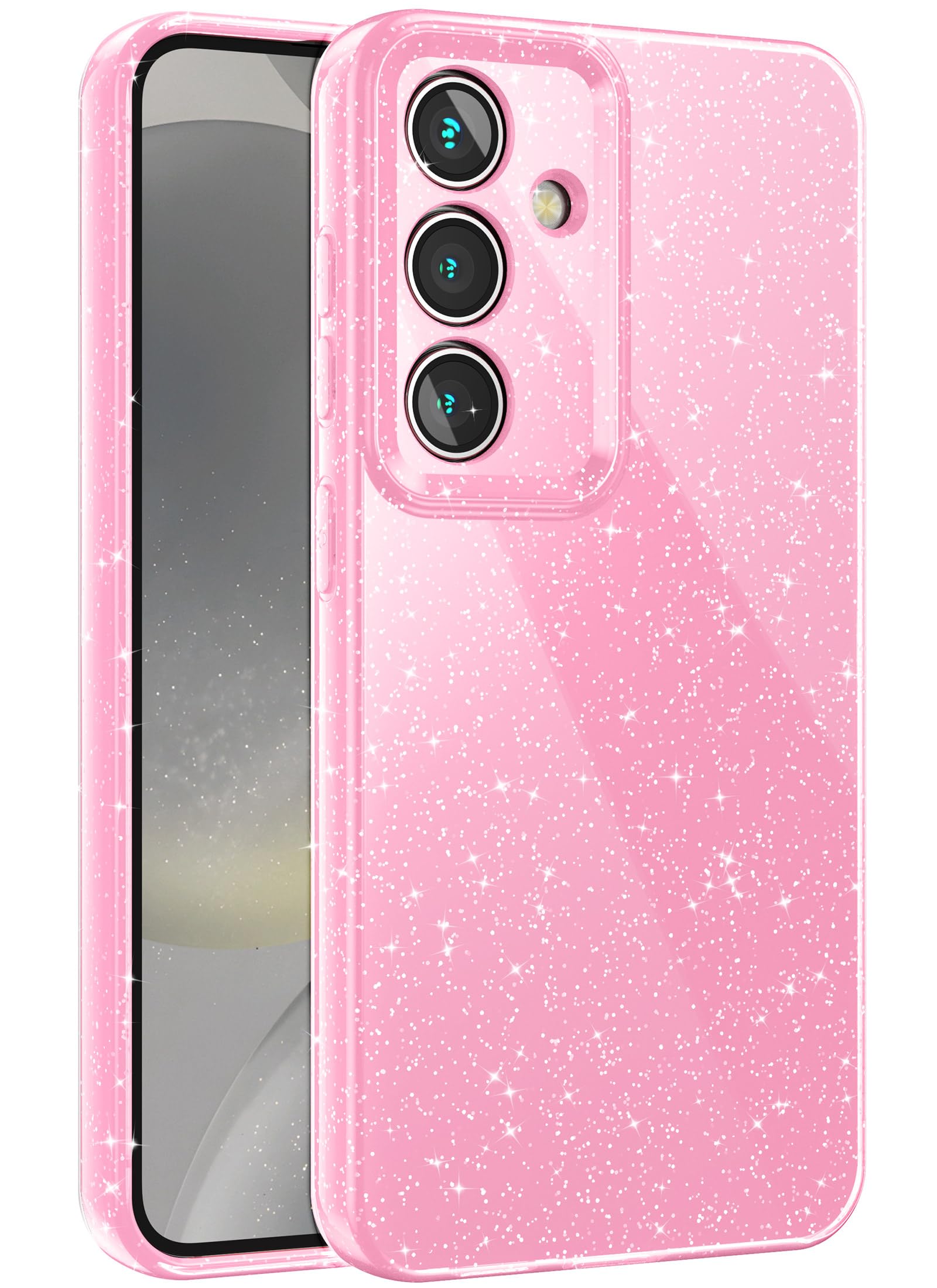 CUZMIGO Glitter Case for Samsung Galaxy S25, Cute Sparkly Bright Color Phone Cases for Women Girls, Shiny Bling Slim Fit Soft TPU Cover with Camera