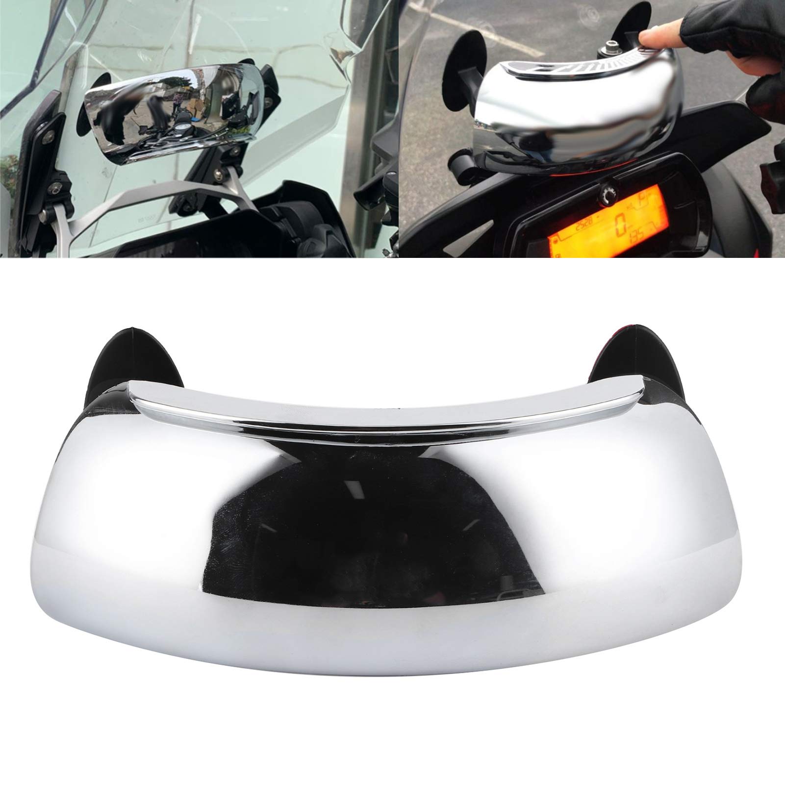 Akozon Rétroviseur de moto 180 degrés Grand angle Support de pare-brise réglable Élimination des angles morts