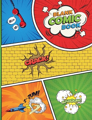 BLANK COMIC BOOK.: Unleash your creativity and let your imagination run wild as you create your own unique story with these Unique Blank Comic Templates. Over 120 templates divided into 3 sections.
