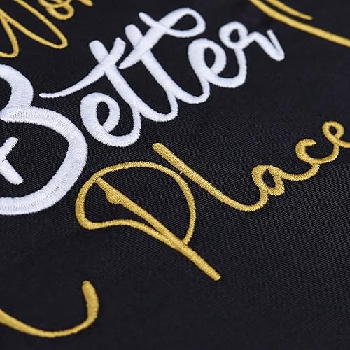 Miniatura 3 de Divertido delantal con eslogan para los amantes de la repostería "BAKE THE WORLD A BETTER PLACE" Delantales ajustables con bolsillo para mujeres y