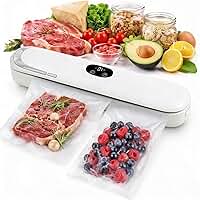 Seladora a Vácuo de Alimentos Potente 2 em 1 Bivolt + 10 Sacos com Temporizador Digital Portátil e Dupla Função Seladora e a Vácuo Máquina Selagem Rápida 110v/220v