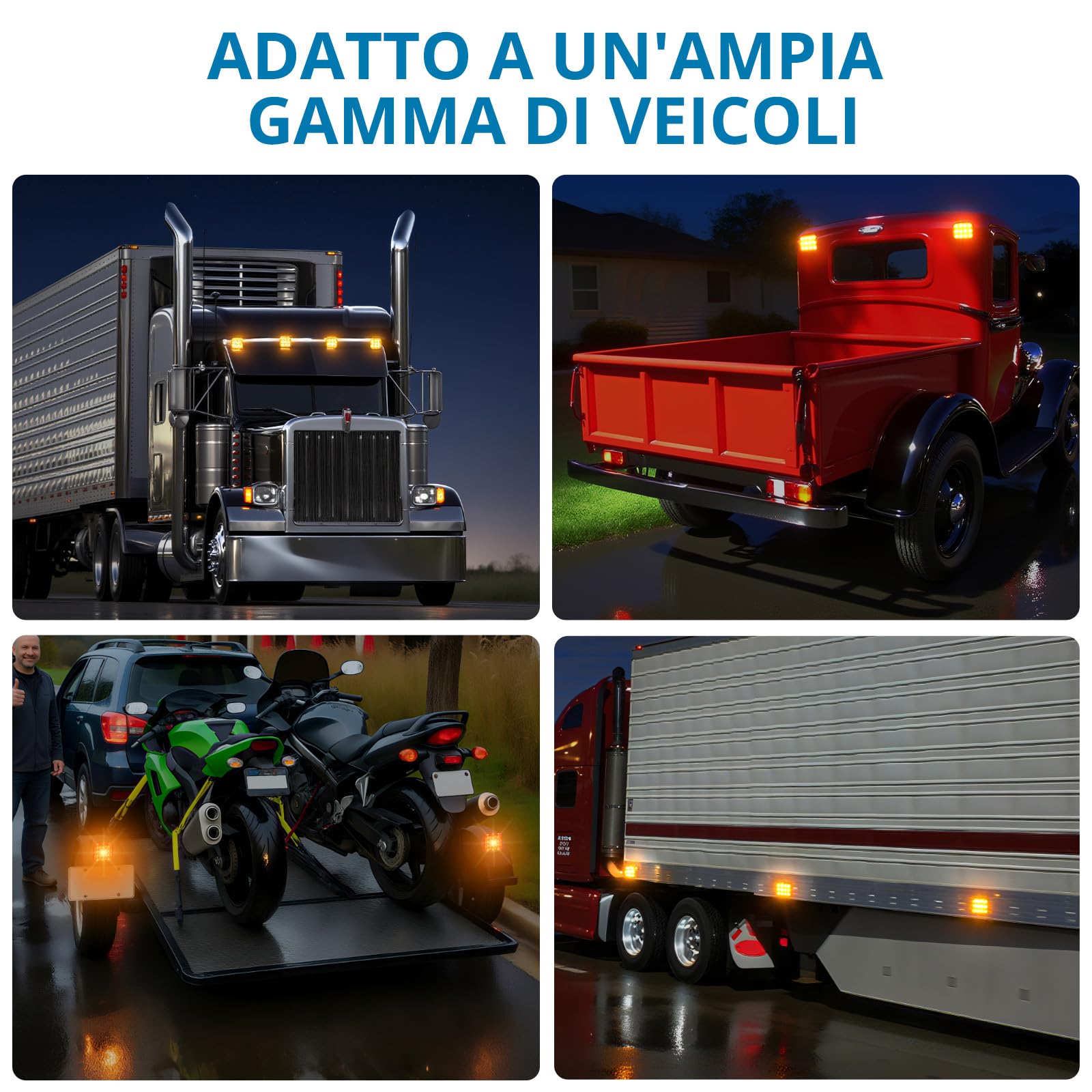AUTOUTLET 2 Pezzi 12 LED Luci di Emergenza Magnetiche Ricaricabili,IP65 Impermeabile e 18 Modalità Strobe,Luci Lampeggianti Senza Fili per Trattori Camion Agricoli,Conforme E9 E57,12V/24V
