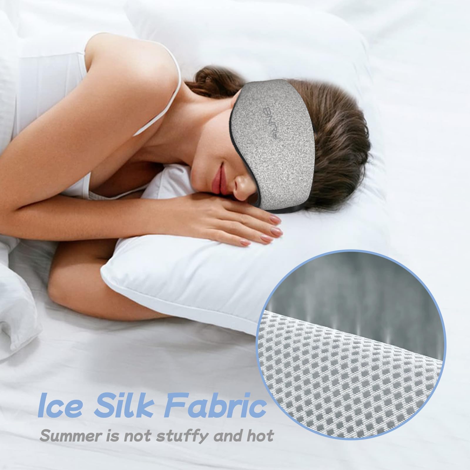 Slaapmasker, oogmasker met verstelbare hoofdband, voor mannen en vrouwen, groot slaapmasker en bindweefsel, voor slaap, nacht, reizen en dutjes, één maat, grijs