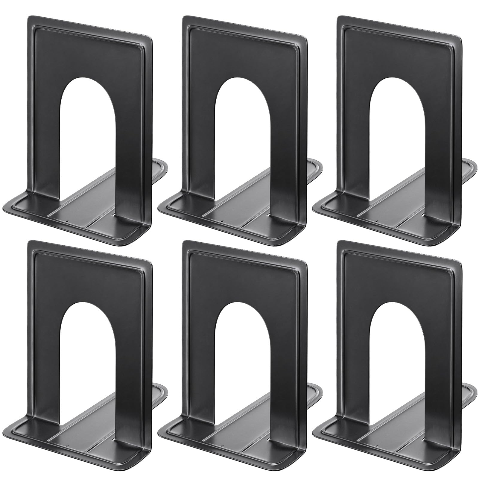 MaxGear 8.5 in Extra Large Heavy Duty Book Ends, Black Metal Bookends