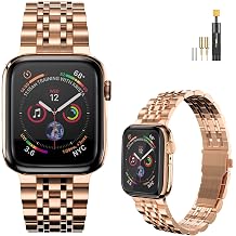 Luxury Apple Watch Bands for Apple Watch Series 7 Apple Watch 6/5/4/3/2/1/SE, Upgraded Stainless Steel Metal Watch Band for Apple Watch Band 38/40/41/42/44/45mmRose Gold,38/40/41mm