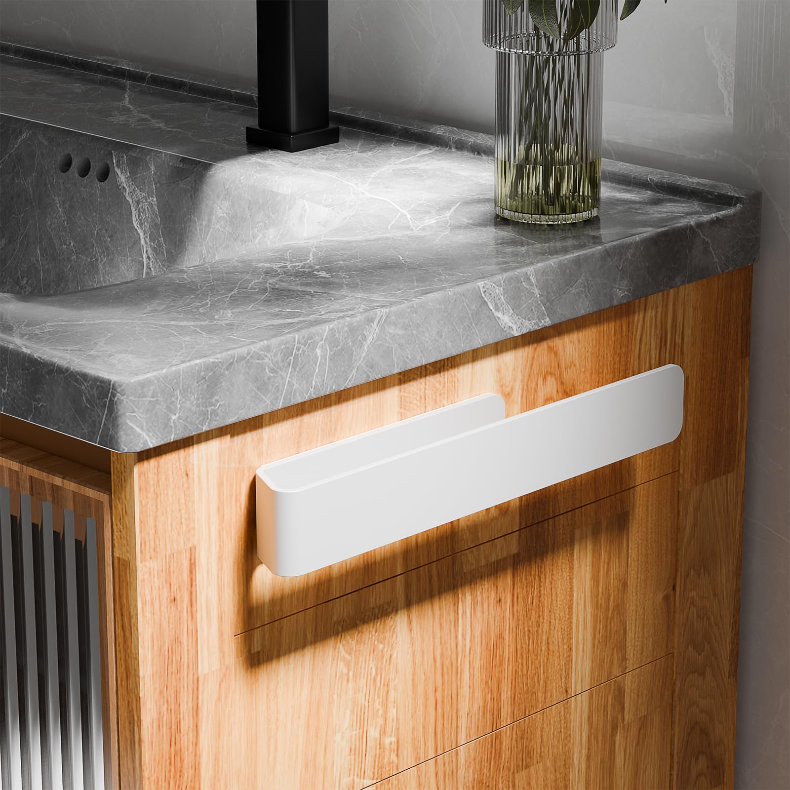 Aikzik Portasciugamani senza foratura, in alluminio, per bagno e cucina, bianco (32 cm)