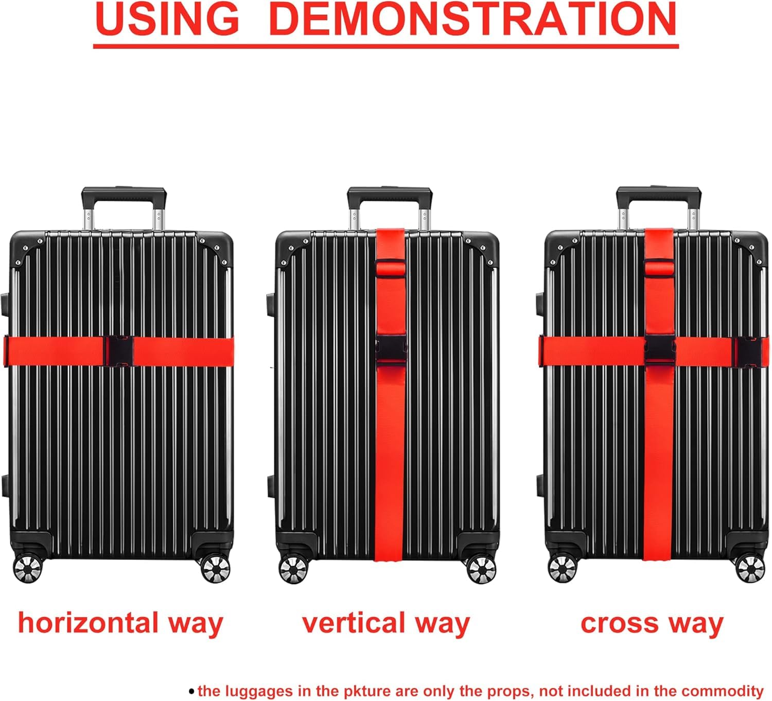 Dayish Luggage Strap for Suitcases, Straps Belts for Trolleys and All Kind of Luggages (2, Red) 4