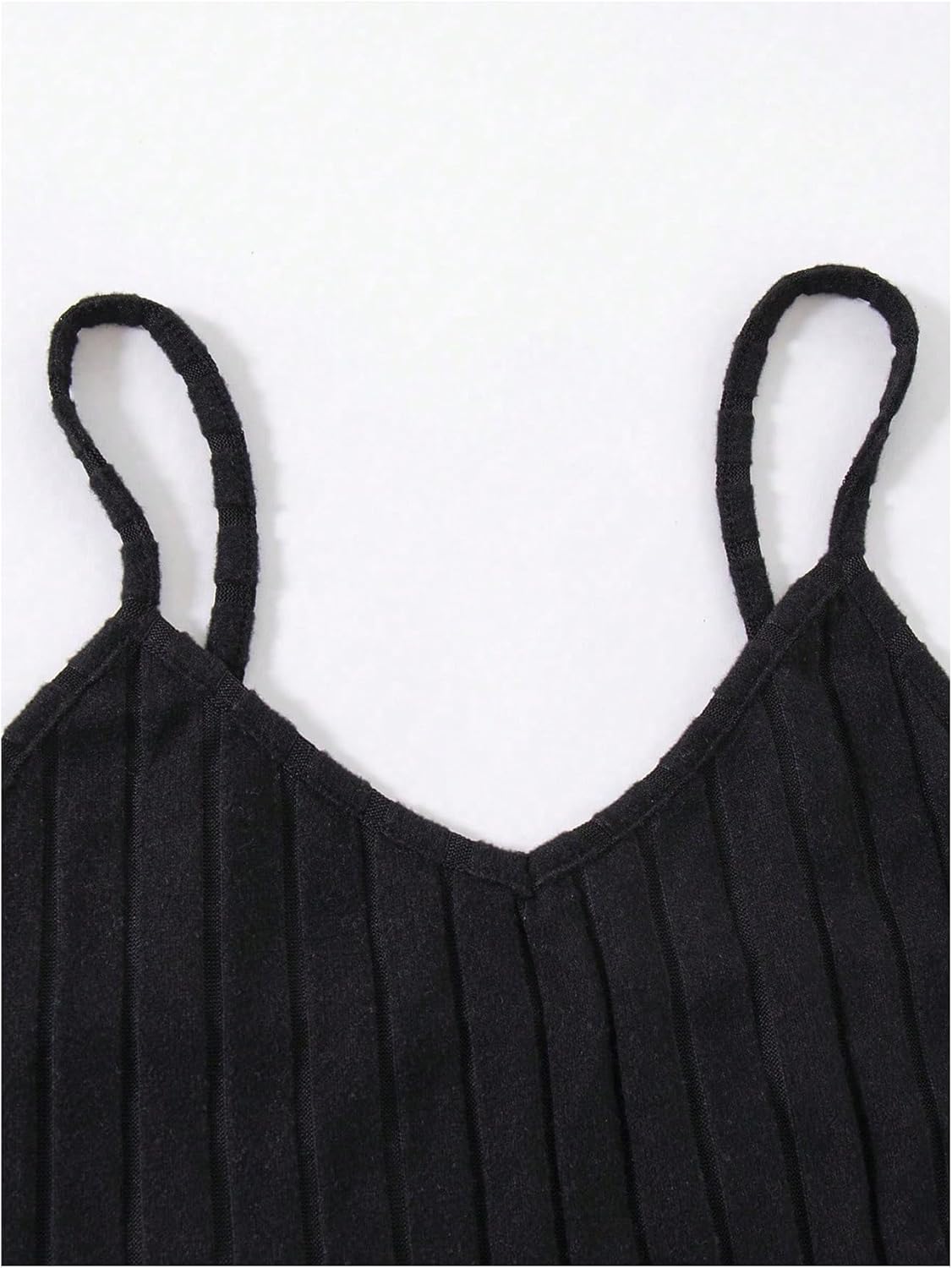 GORGLITTER Women's 6 Piece Ribbed Pajama Set Spaghetti Strap Cami Crop Top and Shorts Lounge Set Sleepwear - Image 4