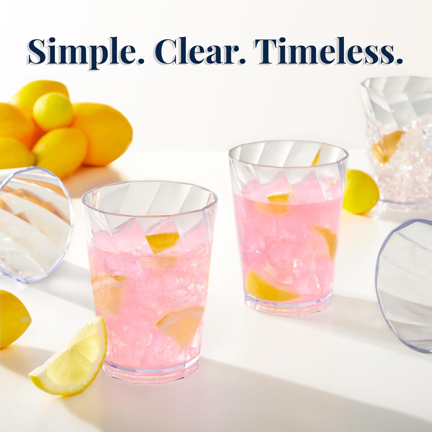 US Acrylic Optix Plastic Reusable Drinking Glasses (Set of 8) 14oz Rocks Cups in Clear | BPA-Free Tumblers, Made in USA | Top-Rack Dishwasher Safe - Image 6