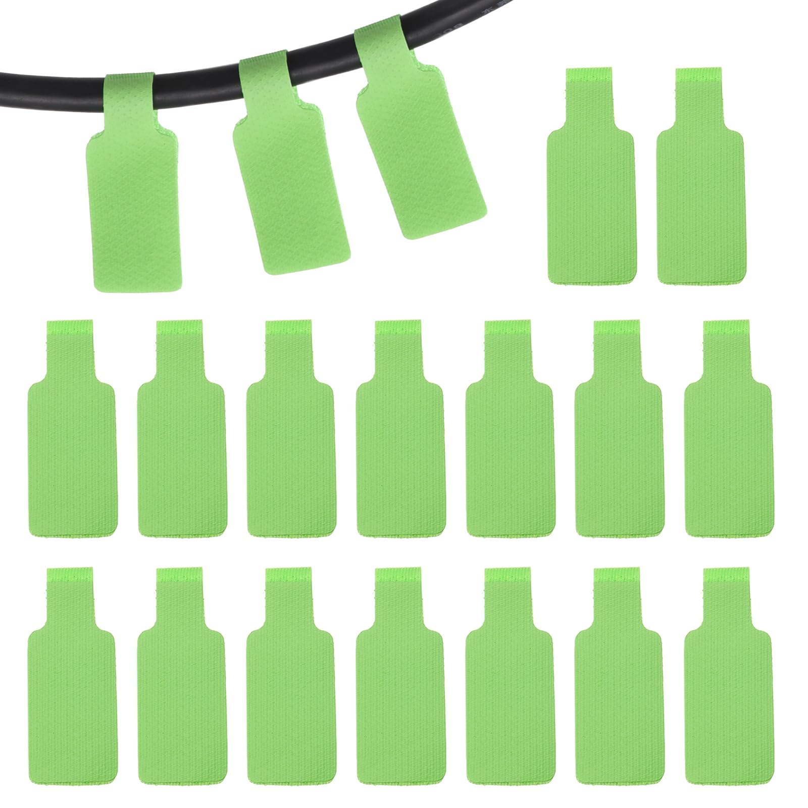 PATIKIL 16Pcs Cable Labels Tags, 1.8" Write on Wire Tags Cord Labels Hook Loop Rectangle Cable Ties for Electronics Organize Wire Classify Identification Management, Green