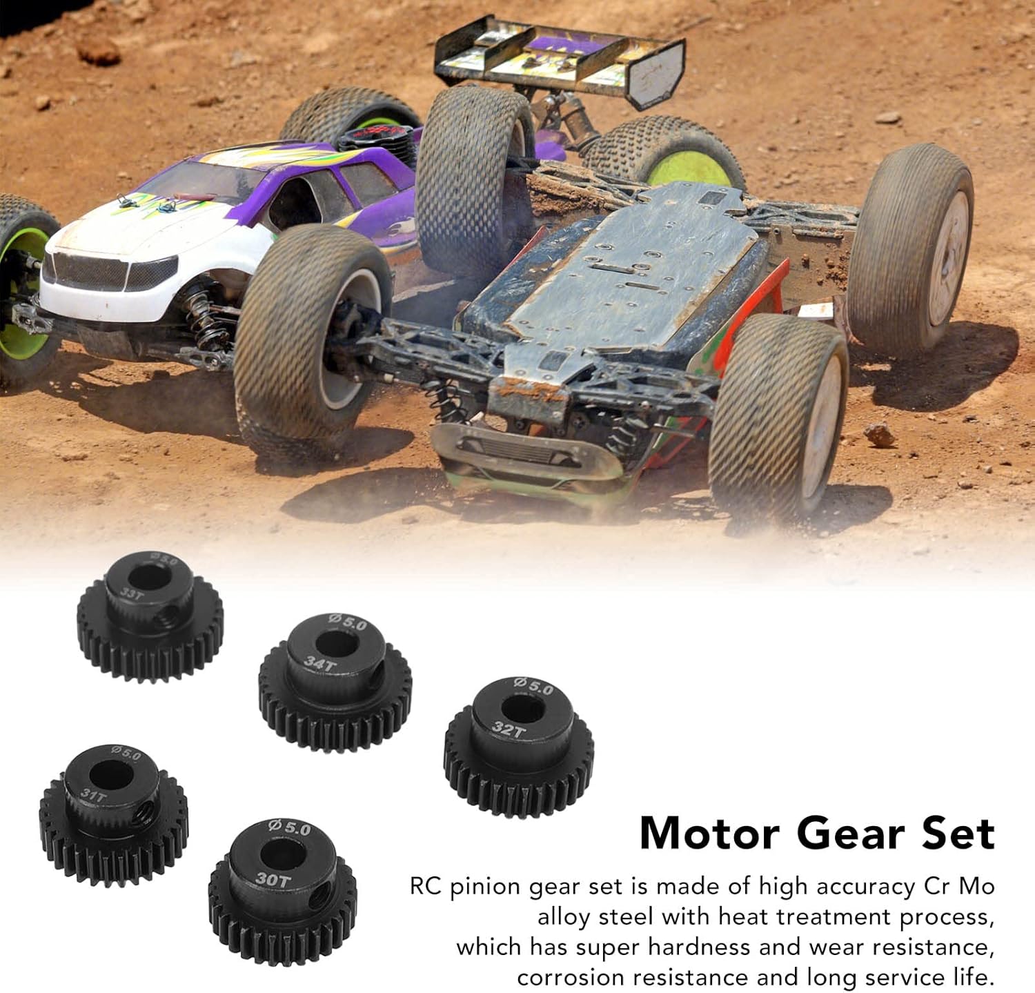 VGEBY 5 Pcs RC Pinion Gear Set, 48DP 5.0mm 30T 31T 32T 33T 34T High Hardness 1:10 RC Car Spare Pinion Gear Part Gears & Differentials