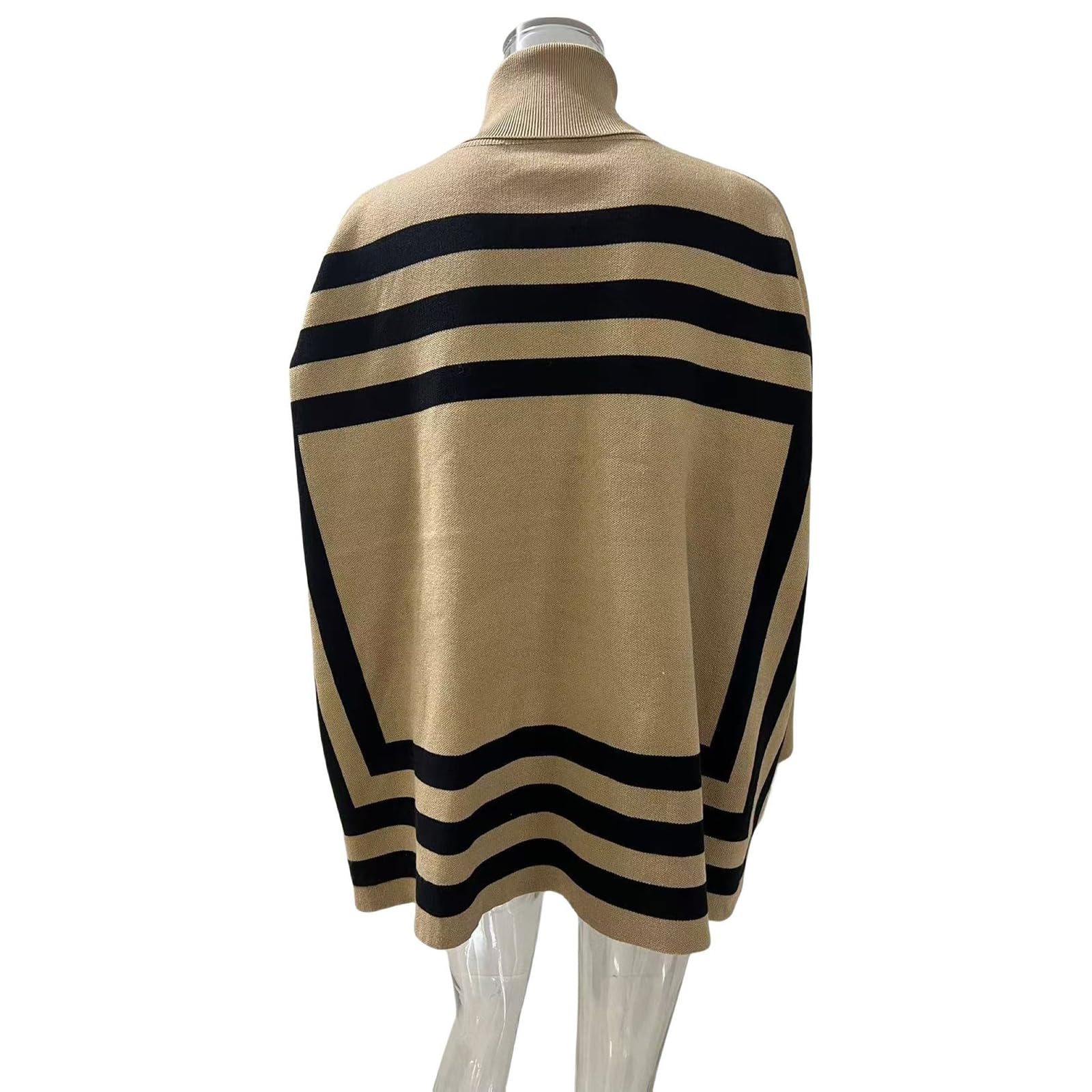 Dzianinowe Swetry Ponczo dla Kobiet Jesień Zima Pasiasty Golf Sweter Nietoperzowe RęKawy Oversize Sweter