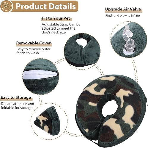 Miniatura 3 de SAWMONG Collar de cono inflable para perro cono ajustable para perros después de la cirugía conos de recuperación suaves para perros y gatos