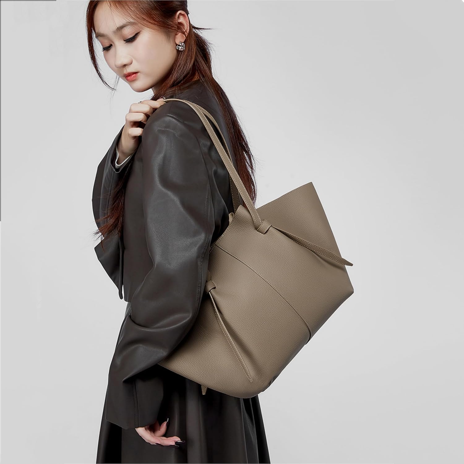 Large Leather Tote Bag, Women's Shoulder Handbag, Crossbody Work Purse - Image 2