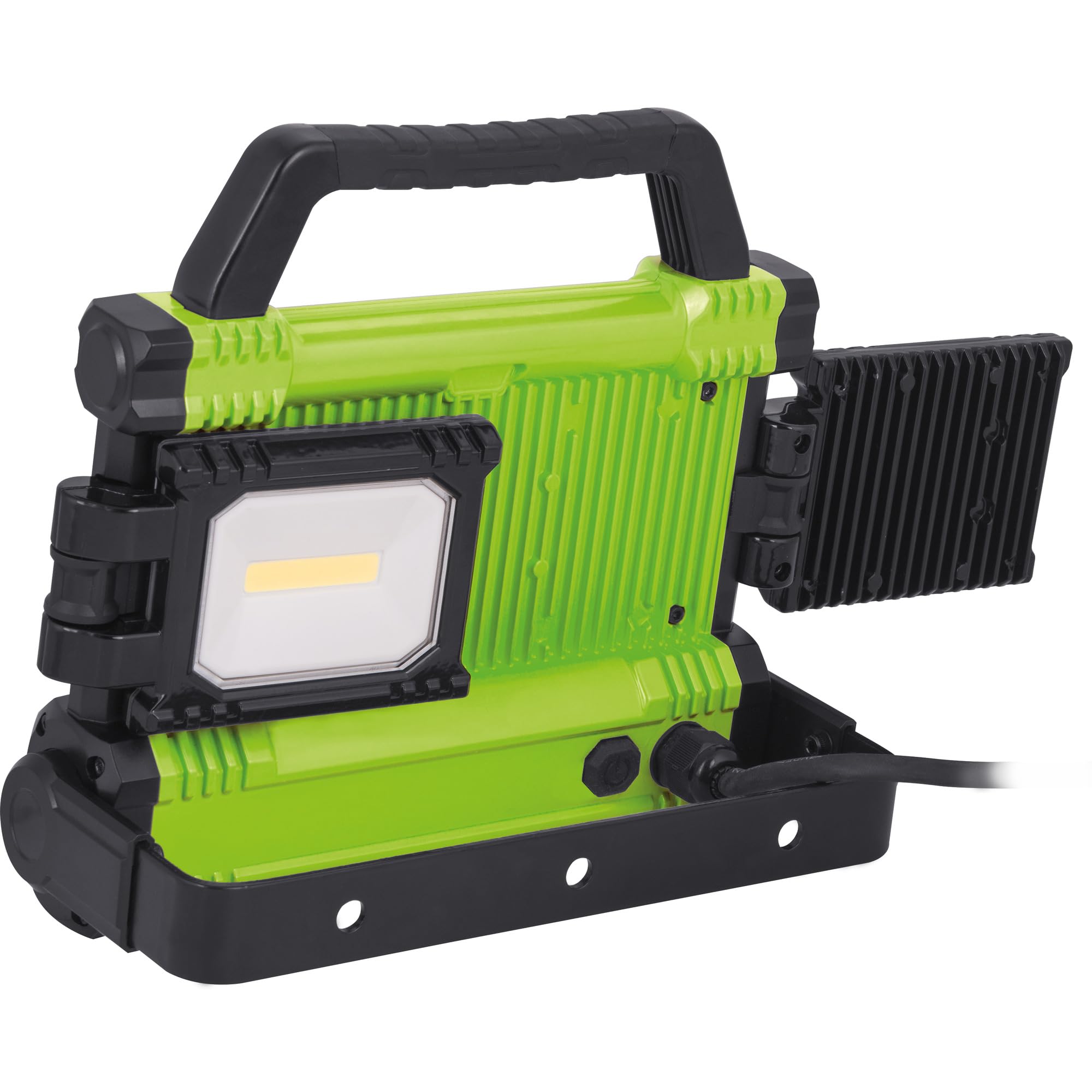 Luceco Luce da lavoro multidirezionale a LED con maniglia per il trasporto e luci laterali pieghevoli, 50 Watt, nero e verde
