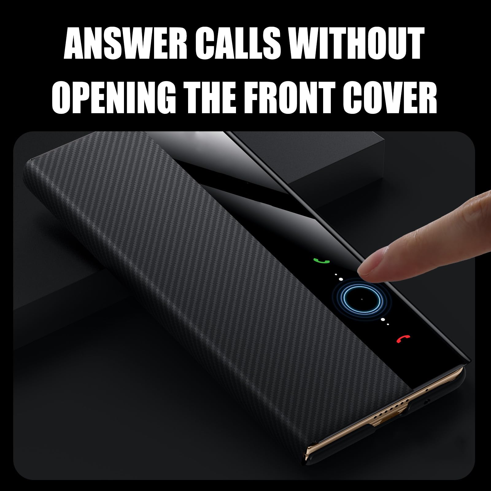 Magnetyczne skórzane etui do Huawei Mate XT, funkcja inteligentnego widoku okna, etui z klapką, tekstura włókna węglowego, wszechstronna obudowa, niebieska, Mate XT