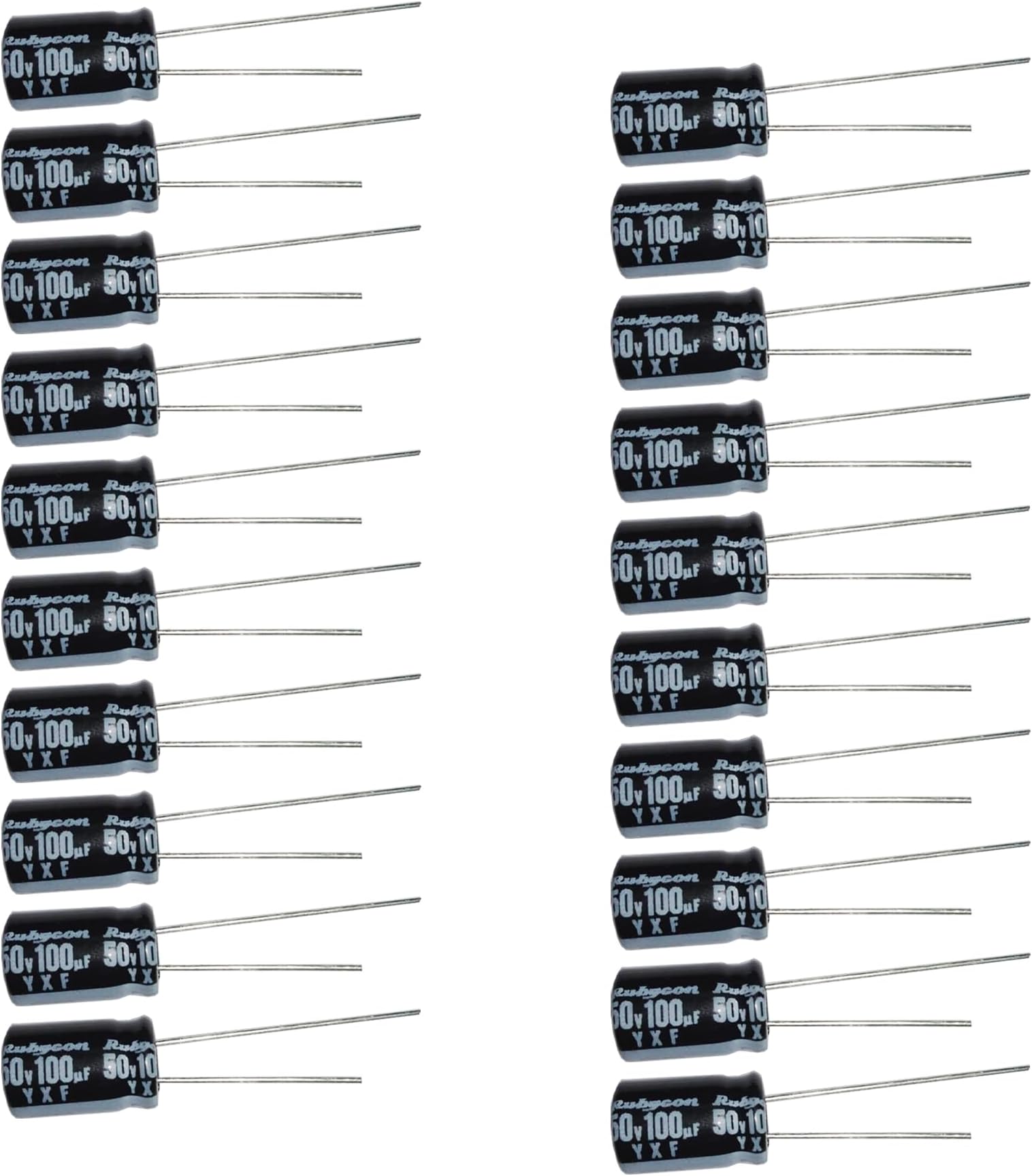 B BESTHOT Rubycon 20PC 50V 100uF 8ร11.5mm Aluminum Round Capacitors
