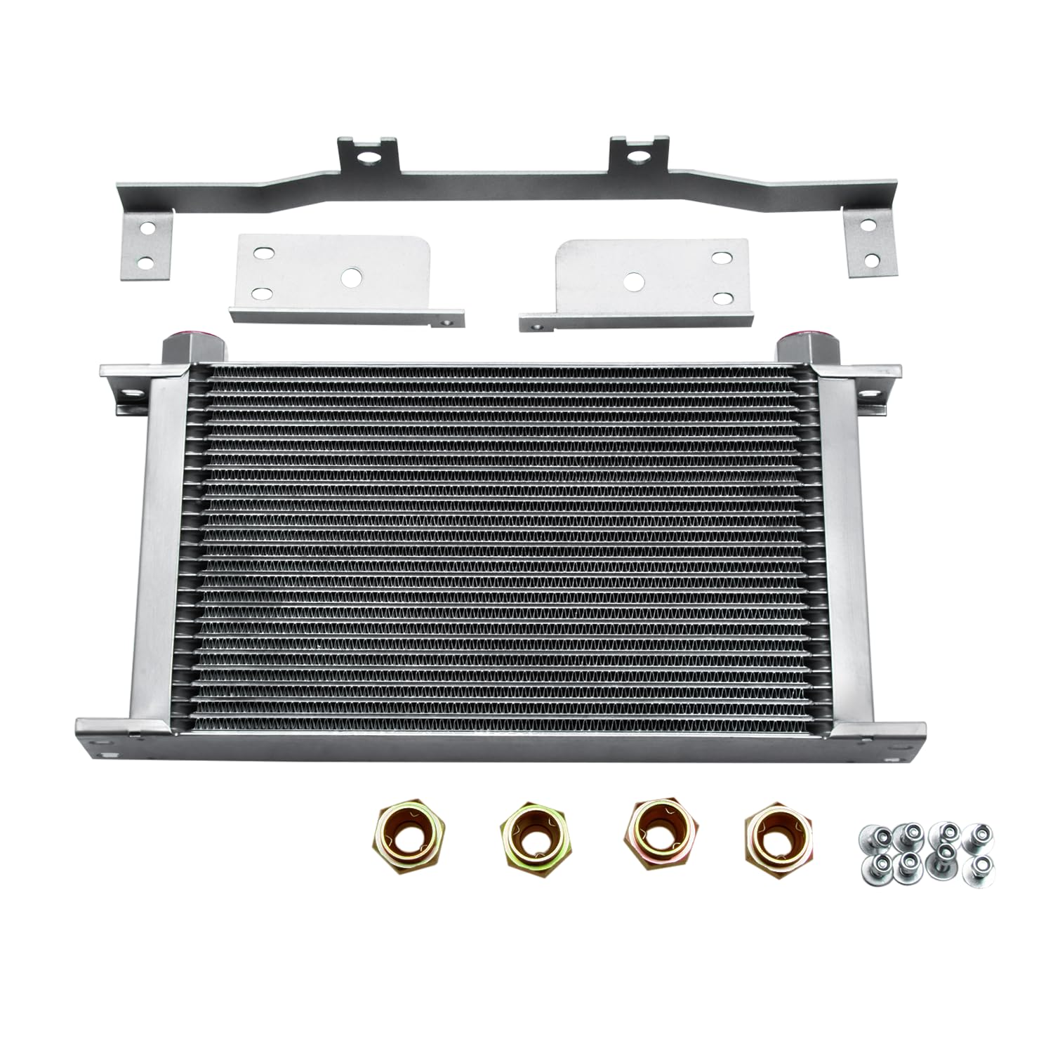 ALLOYWORKS Transmission Oil Cooler for 2001-2005 Chevy Silverado GMC Sierra 2500 6.6L Duramax Engine, Silver, Aluminum, OEM# 89040217, 15170221, 15767445