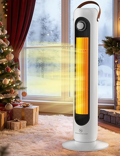 Outdoor Heaters for Patio w/4 Modes, 350Sq.ft 1S Heating, 1500W PTC Ceramic Electric Patio Heater, Overheating & Tip-Over Protection, 70° Oscillating Space Heaters for Indoor Use Large Room