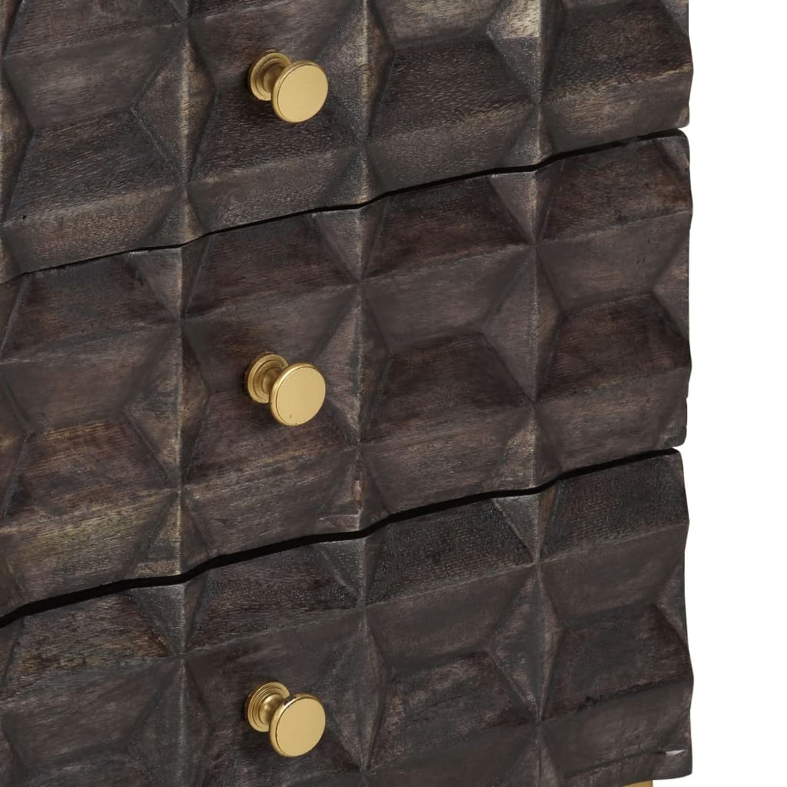 Mesitas de noche de madera maciza de mango de color negro, 40 x 30 x 50 cm