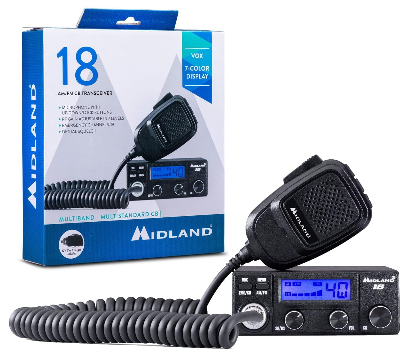 Midland 18 Ricetransmisor CB Vehículo st diseñado para ofrecer un Rendimiento Superior en un Formato más pequeño y Conveniente, sin comprometer la Calidad y Las características Premium.