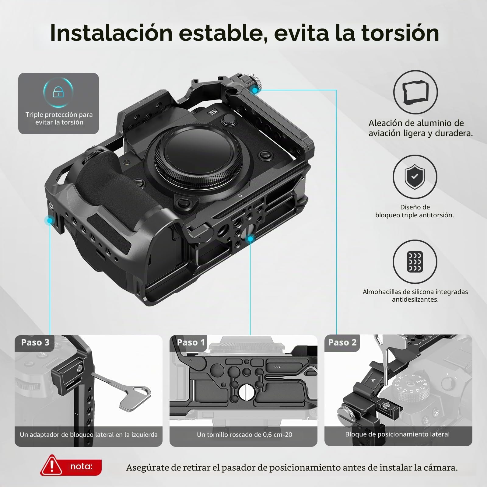 SMALLRIG X-H2 / X-H2S Camera Full Cage para FUJIFILM X-H2 / X-H2S, Equipo de Cámara para Hacer Videos de Aleación de Aluminio con Rails NATO, Placa de Liberación Rápida para Arca - 3934B