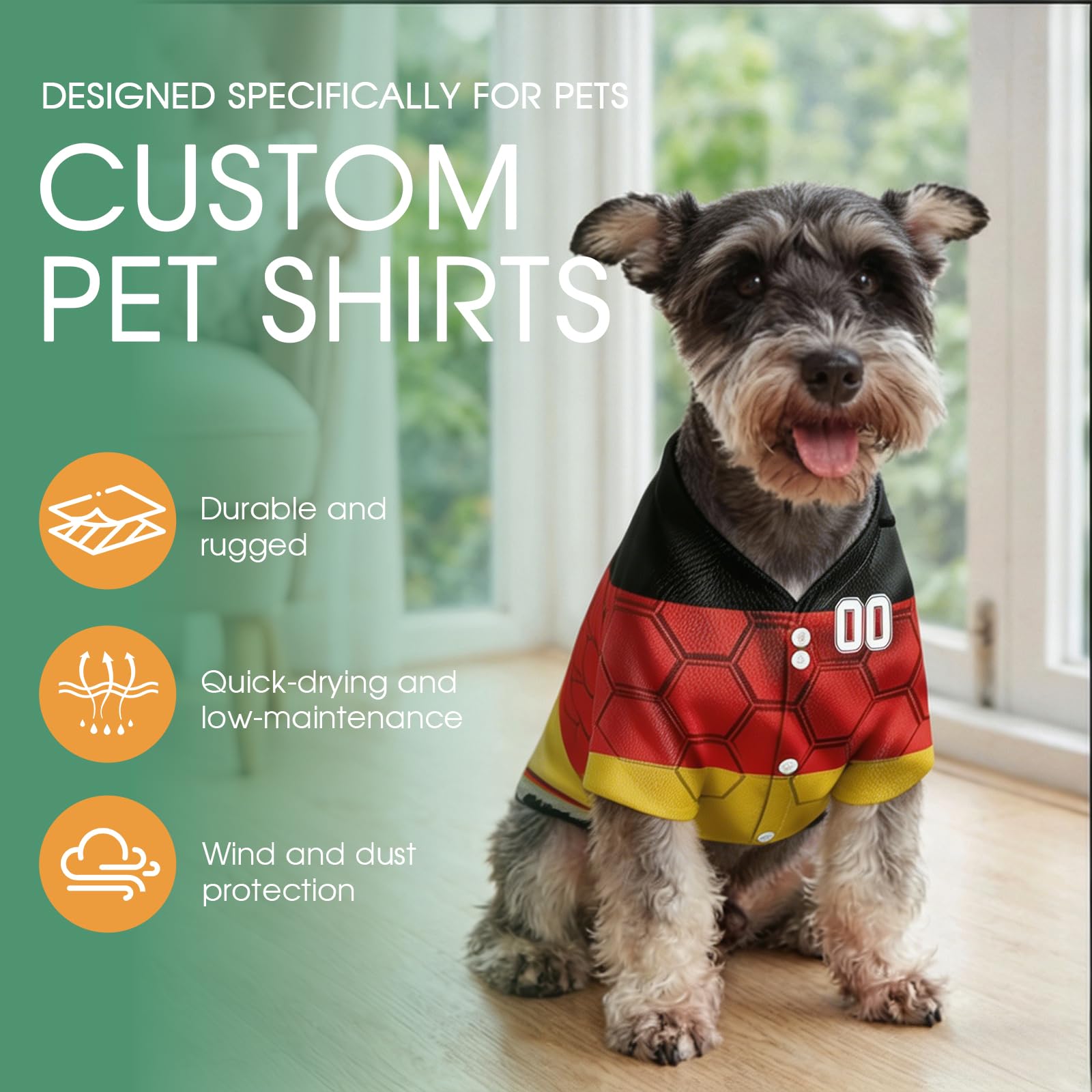 Maillot de Foot Personnalisé pour Chien, Maillot de Foot Personnalisé Coupe du Monde 2026, Col V, avec Nom et Numéro, Tricolore, pour Petit, Moyen et Grand Chien (Style A)