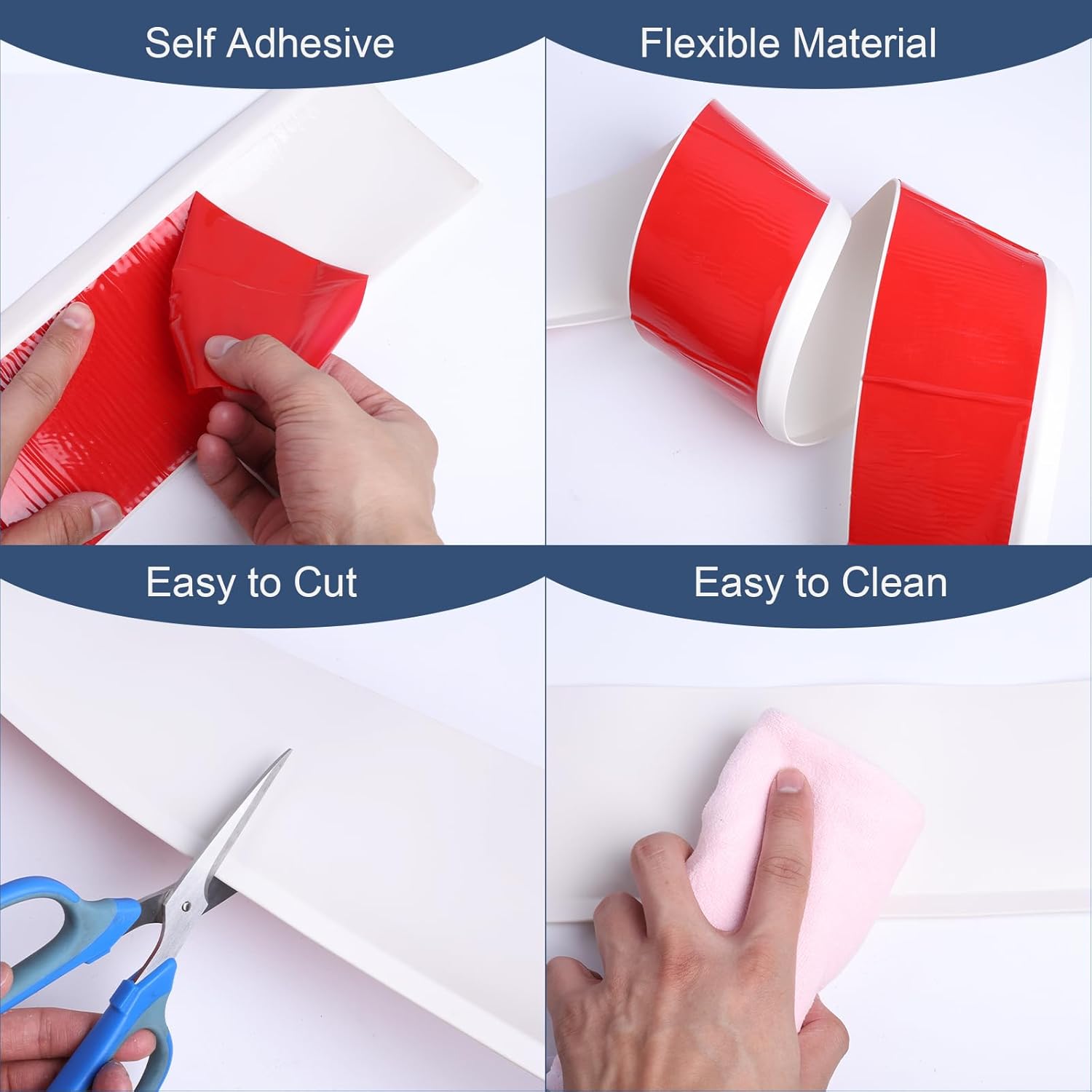 DSGL Flexible Baseboard Molding Trim, 4 in x 10 Ft Self-Adhesive Vinyl Wall Base,Peel and Stick Rubber Wall Base Moulding Trim (White) - Image 5