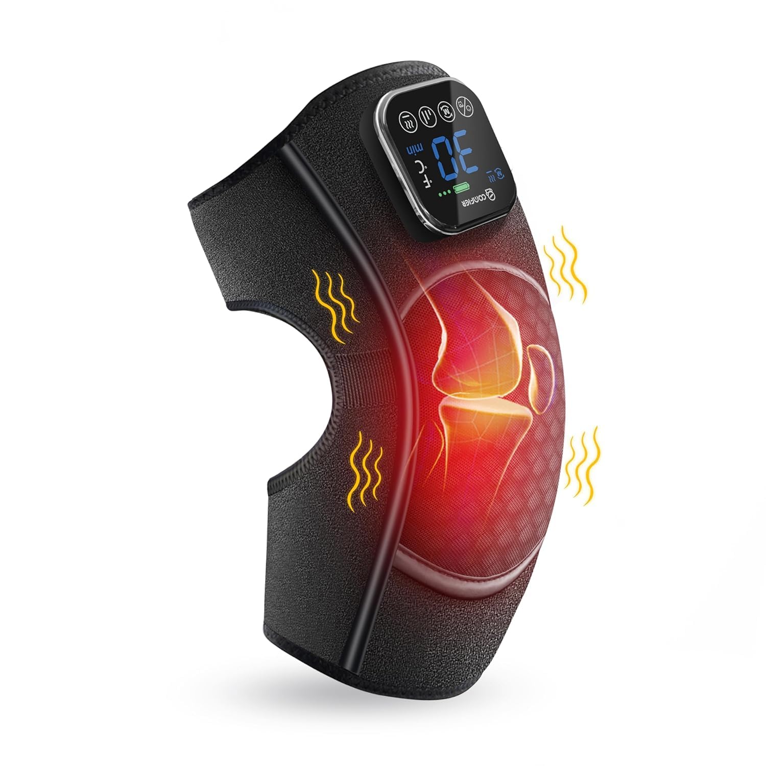 COMFIER Masajeador inalámbrico para rodillas, envoltura de rodilla calentada con vibración, 4 niveles de calefacción de grafeno, regalos para mamá papá